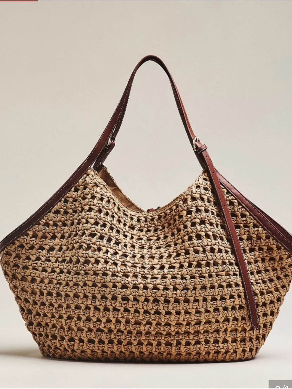 Anthropologie Celandine Oversized Raffia Winged Hobo Bag - Picture 2 of 7